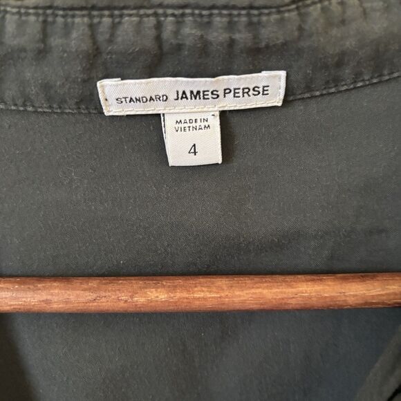 Standard James Perse Womens Size 4 Button Front V Neck Shirt Black Capsule Indie - Picture 6 of 8